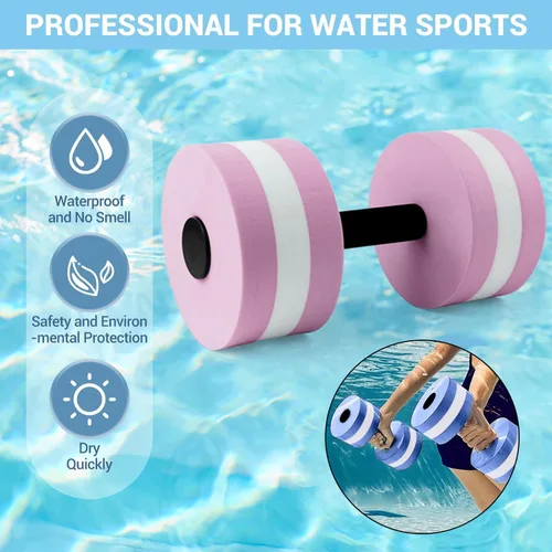 Vista 3 de Mancuernas de agua para ejercicio aeróbico de agua, mancuernas de espuma de resistencia para piscina, mancuernas acuáticas de EVA, barra de yoga