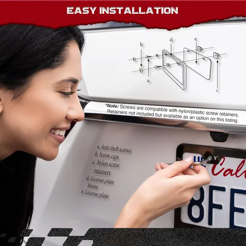 Vista 4 de STEEL HAWK Kit de cierre de seguridad para placa de matrícula de acero inoxidable, 4 tornillos Torx de seguridad con retenedores de nailon a juego