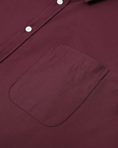 Vista 4 de Alimens & Gentle Camisa Oxford sólida de manga larga con botones y bolsillo para hombre