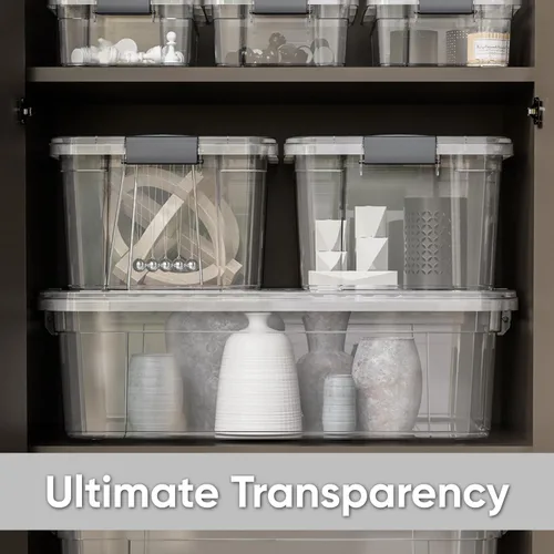 Vista 5 de Superio Contenedores de almacenamiento de plástico transparente con tapa, caja de 4.5 cuartos, contenedores organizadores, contenedor de plástico