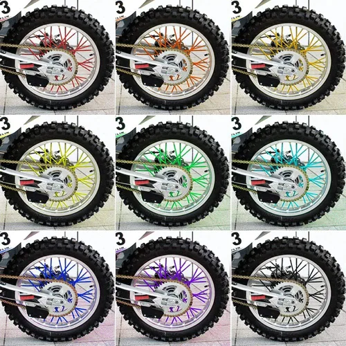 Vista 2 de 36 fundas de radios, universales para llantas de radios, fundas de radios para bicicleta, motocicleta, silla de ruedas, moto de cross (azul)