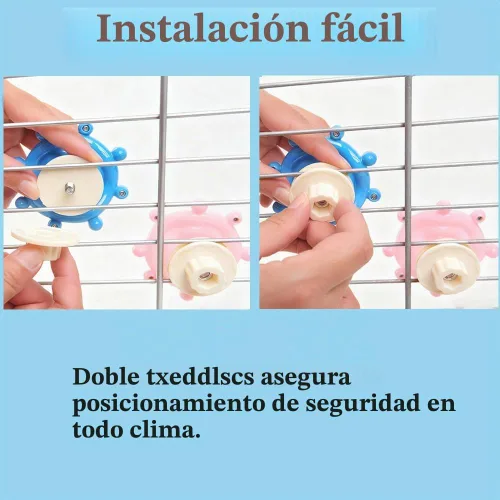 Vista 6 de Jaula de pájaros, juguete giratorio para periquitos y cacatúas, paquete de 2 juguetes interactivos giratorios para pájaros, juguete masticable