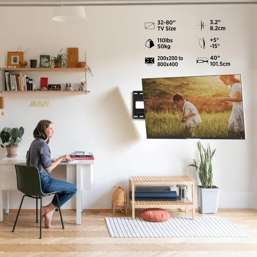 Vista 2 de ProMounts Soporte de pared para TV articulado/de movimiento completo con brazo largo extensible de 40 pulgadas para televisores LED de 32 a 80