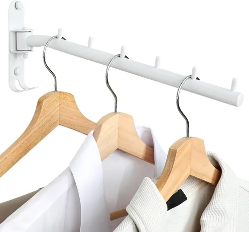 Vista 10 de Alise Estante de secado montado en la pared, percheros giratorios de acero inoxidable, ahorro de espacio, estante de secado de pared de ropa