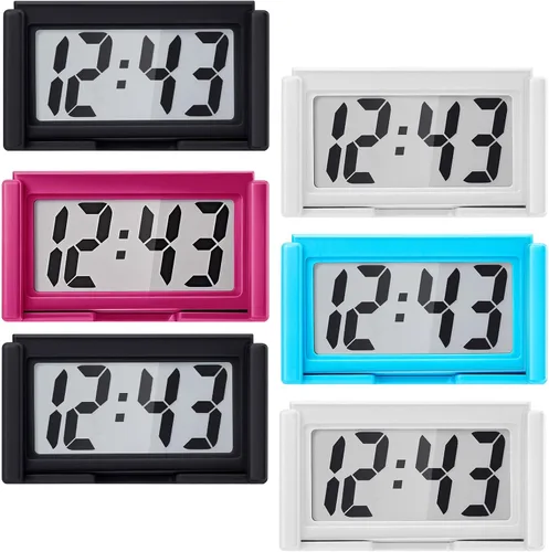 Vista 24 de Frienda 3 piezas Mini reloj digital pequeño reloj digital Stick en soporte autoadhesivo a batería para tablero de instrumentos de coche refrigerador