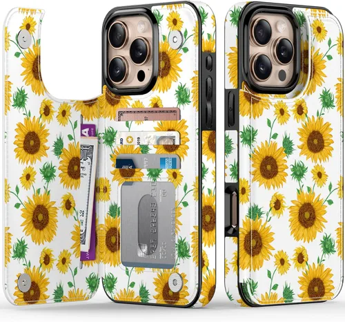 Vista 1225 de LETO para iPhone 15 Pro Funda tipo cartera - Tapa tipo folio con patada - Diseños de moda - Tarjetero - Funda protectora para mujeres y niñas - 6.1