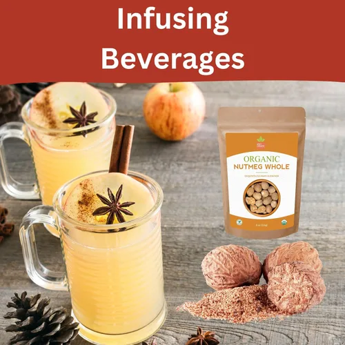 Vista 6 de SPICY ORGANIC Nuez moscada de Ceilán entera - 4 onzas (20-25 nueces) - Certificado USDA Organic- Una especia fresca de nuez moscada entera