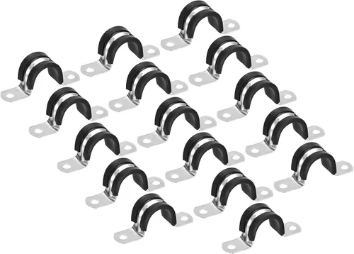 Vista 14 de Uxcell Abrazadera de manguera de acero inoxidable acolchada de goma de 2.913 in (2-7/8 pulgadas), abrazadera de metal en forma de U para tubo