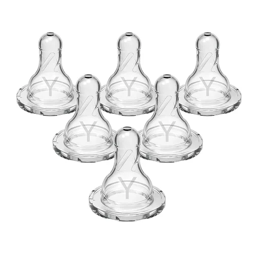 Dr. Brown's Natural Flow Y-Cut - Tetina de silicona para biberón de boca estrecha, ideal para líquidos más espesos, 9m+, tetina de biberón 100% de