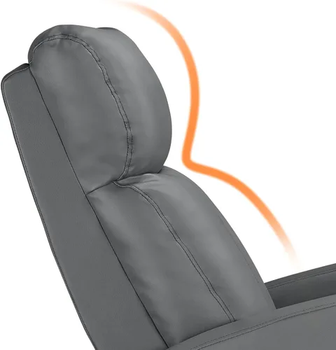 Vista 8 de Yaheetech Asiento de cine en casa, silla reclinable de piel sintética, moderna para sala de estar, sofá reclinable con bolsillo, color gris primavera