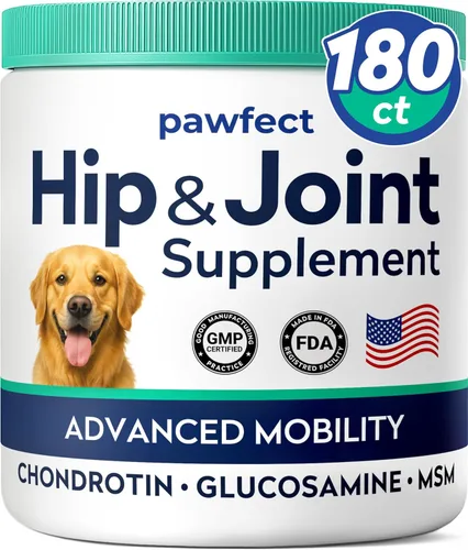Vista 7 de Pawfect Mobility - Masticables de glucosamina para perros, suplemento de salud de cadera y articulaciones con omega-3, condroitina, MSM, fabricado