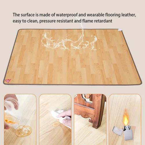 Vista 2 de Electric Heating Carpet Floor Mats Under Desk Adjustable and Timing Design, Large Size Heated Floor Mat for Office, Home (A 100x100cm)