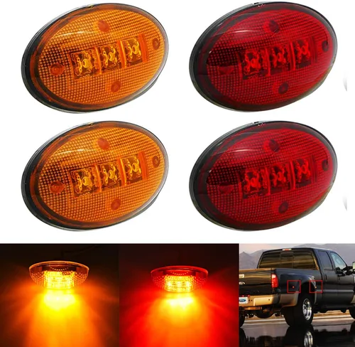 KEING Luces LED con marcador lateral para guardabarros de cama doble para Ford 1999-2020 F250 F350 F450 F550 (2 unidades rojas + 2 unidades ámbar)