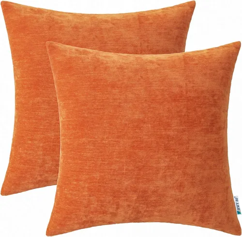 Vista 21 de HWY 50 Fundas de Almohadas Decorativas para Sofá 16 x 16 Pulgadas Juego de 2 Felpilla Suave Negro Sólido Fundas de Cojines para Sofá, Sala de Estar