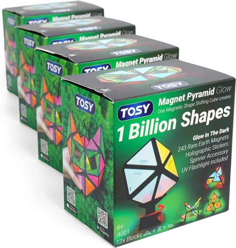 Vista 18 de TOSY Pirámide Magnética de Piedra - 1 Cubo se Transforma en 1 Billón de Formas, 14 piezas (12 piezas de rompecabezas y 2 giradores), 243 Imanes