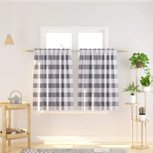 Vista 88 de Cenefas de cortina para ventana de 16 pulgadas de largo, 2 paneles de cuadros búfalo, cortinas pequeñas con bolsillo para barra, estilo clásico