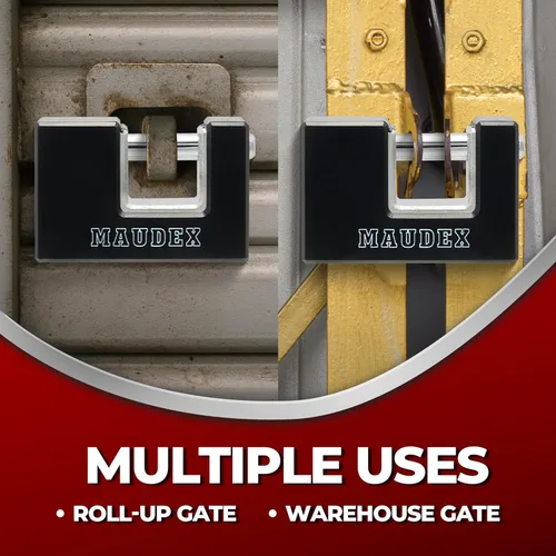 Vista 3 de Maudex® RZB75 Candado resistente para contenedores con 3 llaves - Eslabones de acero resistentes al corte de 10 mm - Protección ABS contra