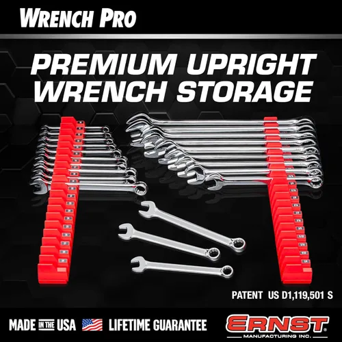 Vista 3 de Ernst Manufacturing Wrench Pro - Organizador modular de llaves para 20 herramientas con base magnética, fabricado en los Estados Unidos