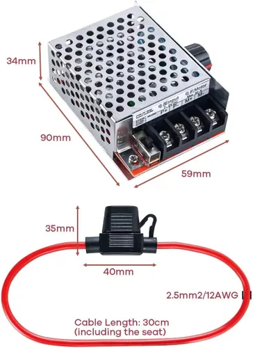 Vista 5 de Hosyond Controlador de velocidad del motor de CC PWM DC 7-70V 30A 12V 24V 36V 48V con fusible de 30 amperios