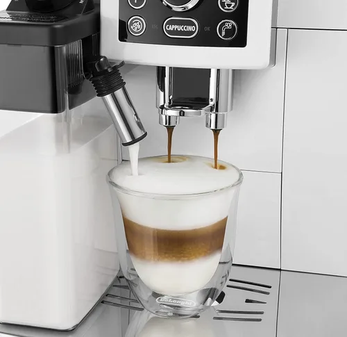 Vista 7 de De'Longhi Cafetera combinada todo en uno y máquina de café espresso + espumador de leche ajustable avanzado, negro y vasos de capuchino 513214601