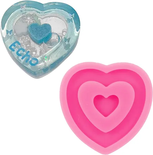 Vista 11 de Molde de resina de silicona con forma de corazón para el día de San Valentín, llavero de resina, molde de fundición de resina para joyería