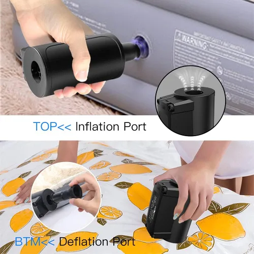 Vista 3 de Bomba de aire eléctrica, bomba de aire portátil para inflables, bombas recargables con boquillas para colchón de aire, anillos de natación, piscinas