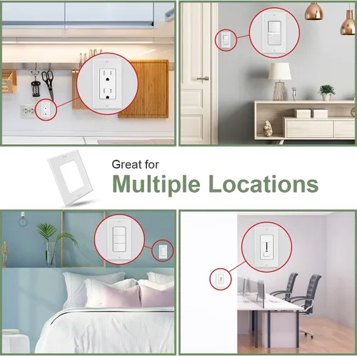 Vista 5 de Placa decorativa de pared de 1 banda, cubierta de enchufe de receptáculo, para interruptores de luz, atenuadores, GFCI, receptáculo, salida USB
