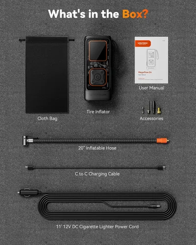 Vista 9 de WOLFBOX Inflador de neumáticos inalámbrico, compresor de aire portátil, bomba de aire de 150 PSI para neumáticos de automóvil, motocicleta