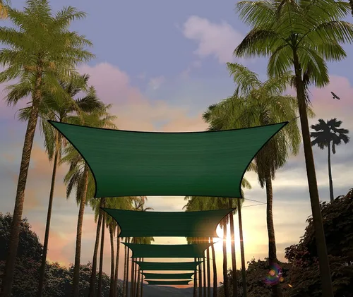 Amgo Parasol cuadrado rectangular verde de 6 x 6 pies, UPF50+ AGTAPS12, orden de hacer toldo, 95% de bloqueo UV, permeable al agua y al aire,
