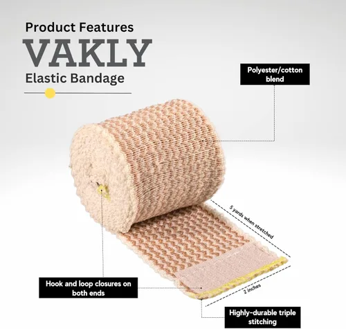 Vista 2 de Vakly Vendaje elástico de 2 pulgadas x 5 yardas (paquete de 10) – Rollos de vendaje de compresión autoadhesivos para apoyo atlético, envoltura