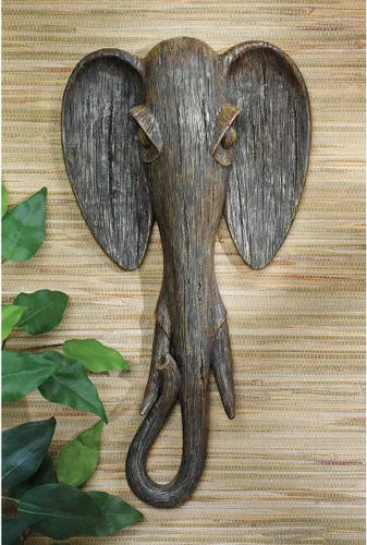 Vista 2 de Design Toscano QS91812 Elefante Animal Máscara de la Sabana Decoración de Pared Escultura, Multicolor