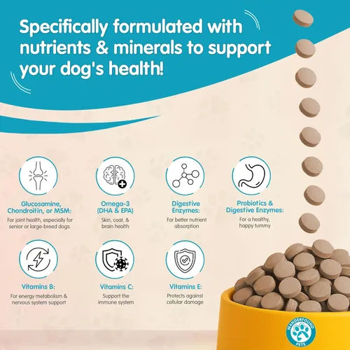 Vista 2 de Wanderfound Pets Multivitamínico 10 en 1 para perros, vitaminas masticables para perros con glucosamina, D3 y MSM, suministros de salud para perros