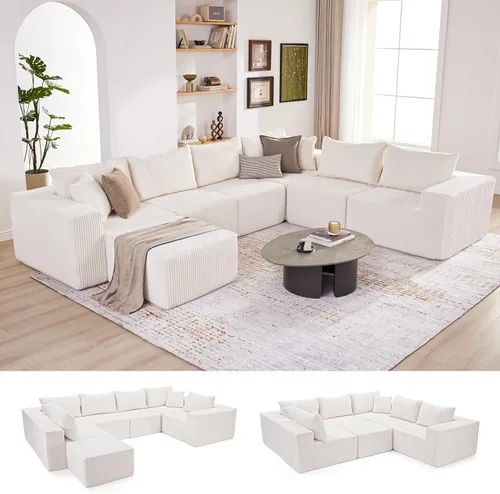Vista 38 de Weture 95''Modular Sectional Sofa with 1 Chaise and 1 Ottoman, Boneless couches for Living Room Furniture,Comfort U Shaped Sofa， Deep Seat Corner