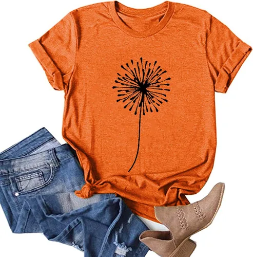 Aniywn Camisetas de manga corta para mujer camisetas sueltas para mujer con estampado casual manga corta cuello redondo blusa