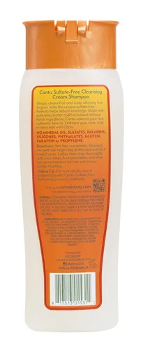 Vista 2 de Cantu Champú en crema limpiadora sin sulfato con manteca de karité para cabello natural, 13.5 oz