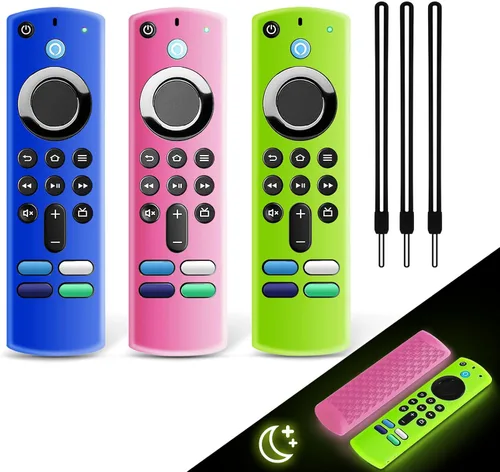 Vista 11 de Paquete de 3 fundas para control remoto Fire Stick, que brilla en la oscuridad, para Fire TV Stick 4K/Alexa Voice Remote 3ª generación, funda