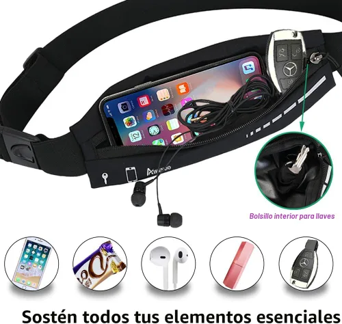 Vista 2 de Cinturón delgado para correr para mujeres y hombres, riñonera para corredores, soporte para teléfono, cinturón de cintura para correr, cinturón