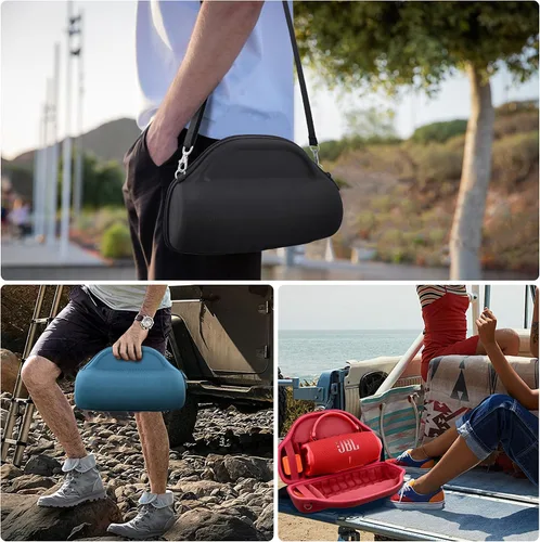 Vista 9 de co2CREA Case for JBL Charge 6 Portable Bluetooth Speaker, Blue Acolchado de espuma de alta densidad, mango reforzado, correa de hombro desmontable