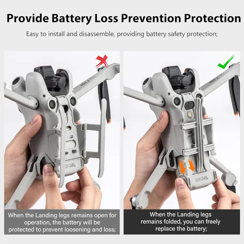 Vista 6 de STARTRC Tren de aterrizaje para Dji Mini 4 Pro Dron, kit de patas de aterrizaje extendidas plegables para DJI Mini 4 Pro Drone Protector