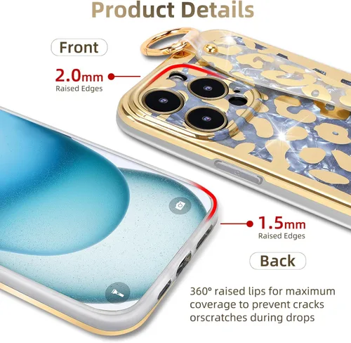 Vista 2 de Funda para iPhone 14 Pro con función atril para Apple iPhone 14 Pro de 6.1 pulgadas (patrón de piel de leopardo)