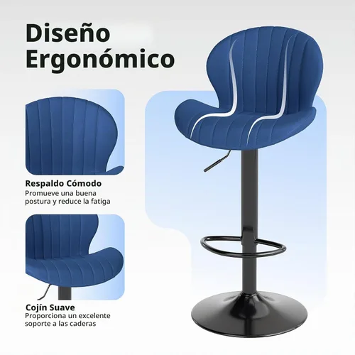 Vista 6 de Youhauchair Juego de 2 taburetes de bar ajustables de terciopelo, color Beige