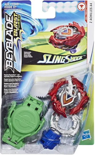 Vista 2 de Beyblade Burst Turbo Slingshock Starter Pack Z Achilles A4 Top y Lanzador, Multicolor