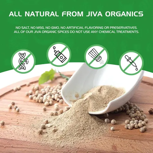 Vista 8 de Jiva Organics Polvo de pimienta blanca orgánica de 14 onzas, bolsa a granel - Sin OMG, puro, finamente molido