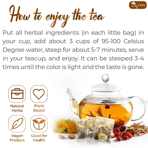 Vista 8 de TOG999, Té de diente de león y goji orgánico, 9 ingredientes herbales, Té de receta tradicional para riñón e hígado, Diente de león natural, Goji