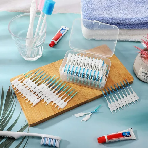 Vista 7 de Patelai 200 cepillos interdentales de doble uso, de silicona suave, palillos dentales entre dientes, cepillo de hilo dental para limpiar cepillo