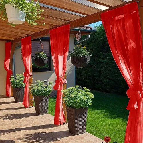 Vista 81 de SpaceDresser Cortinas traslúcidas impermeables para patio y exteriores – 2 paneles de cortina transparente con bolsillo para barra para sala