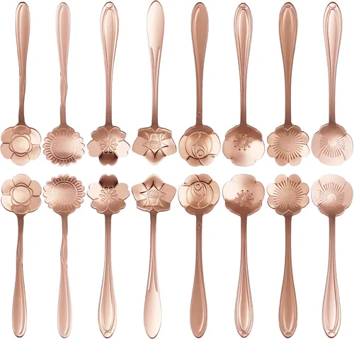 Vista 8 de 16 cucharaditas de té de acero inoxidable, linda cuchara de café para decoraciones de fiesta de té (multicolor)