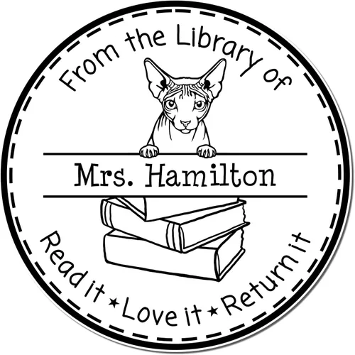 Vista 63 de Customized Return My Book Embosser with Don Sphynx Cat Design - Custom Please Return Book Embossed Stamp for Avid Readers and Book Lovers