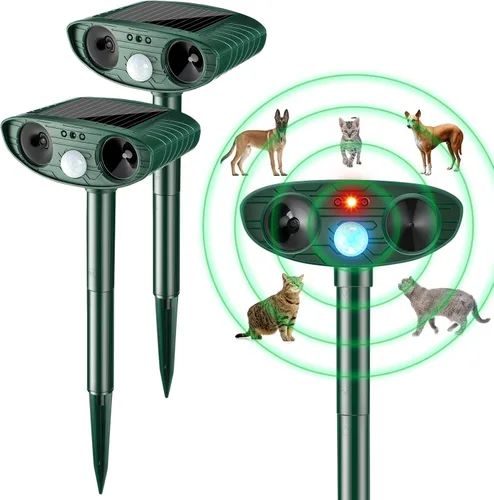Vista 10 de Repelente ultrasónico de animales al aire libre, repelente solar repelente de gatos, perros, ciervos, disuasorio impermeable con sensor
