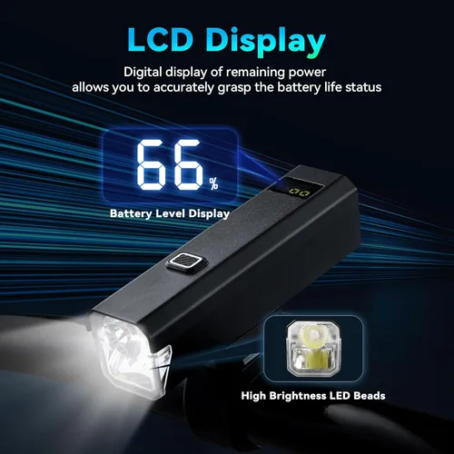 Vista 2 de 2 paquetes de juego de luces para bicicleta, súper brillantes, enfoque ajustable, luz delantera frontal y luz trasera LED para bicicleta de montaña